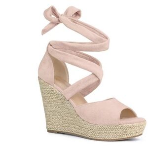 Allegra K Blush Pink Wedge Sandals